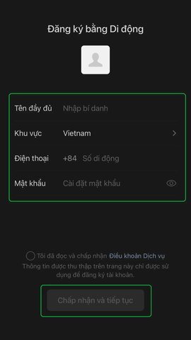 Điền thông tin tài khoản wechat